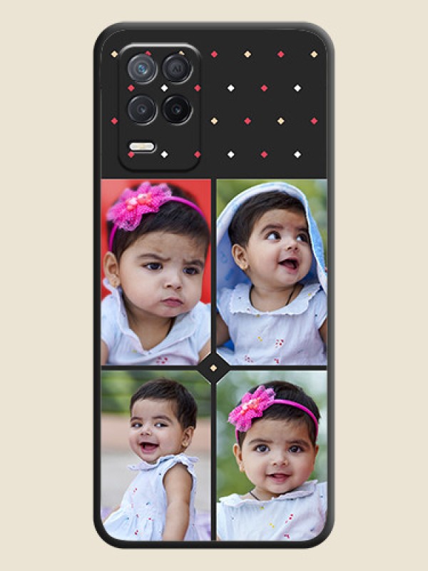 Custom Multicolor Dotted Pattern with 4 Image Holder on Space Black Custom Soft Matte Phone Cases - Realme 8 5G