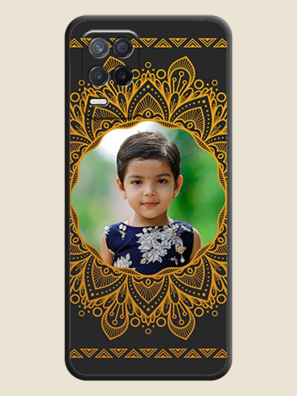 Custom Round Image with Floral Design on Photo on Space Black Soft Matte Mobile Cover - Realme 8 5G