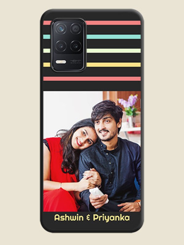 Custom Color Stripes with Photo and Text on Photo on Space Black Soft Matte Mobile Case - Realme 8 5G