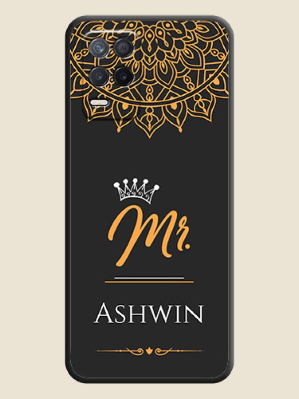 Custom Mr Name with Floral Design  on Personalised Space Black Soft Matte Cases - Realme 8 5G