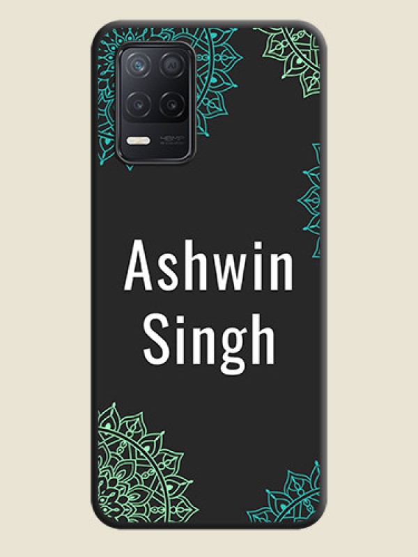 Custom Your Name with Floral Design on Space Black Custom Soft Matte Back Cover - Realme 8 5G