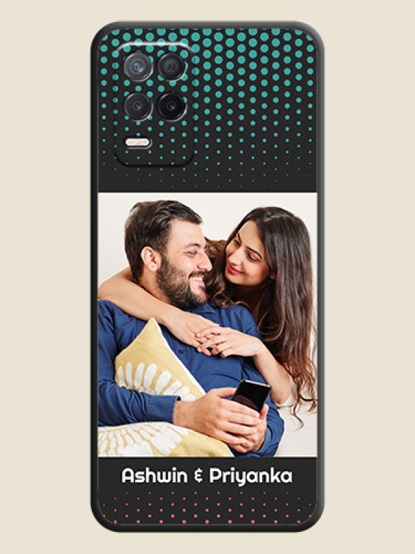 Custom Faded Dots with Grunge Photo Frame and Text on Space Black Custom Soft Matte Phone Cases - Realme 8 5G