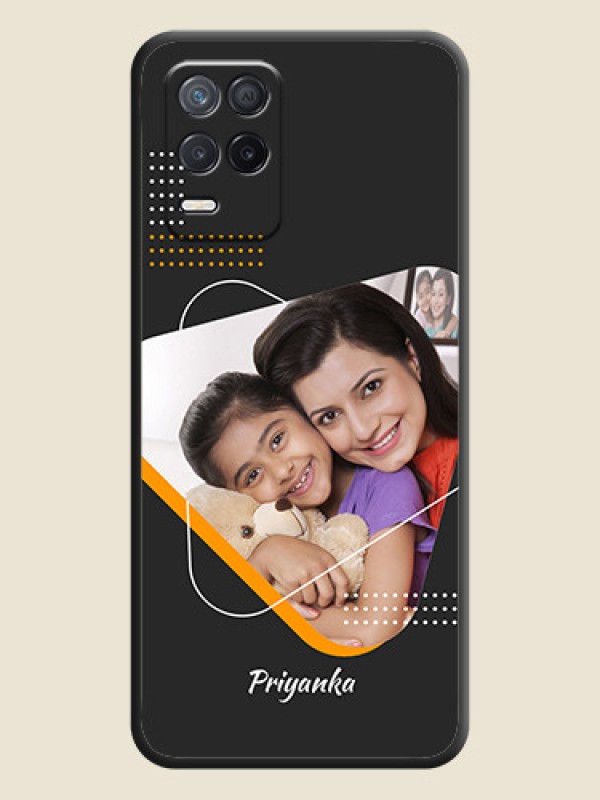 Custom Yellow Triangle on Photo on Space Black Soft Matte Phone Cover - Realme 8 5G