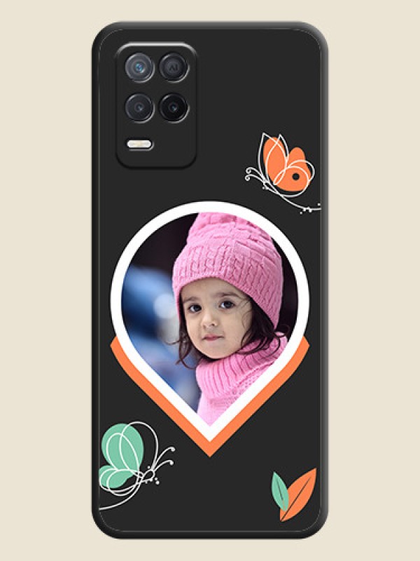 Custom Upload Pic With Simple Butterly Design On Space Black Personalized Soft Matte Phone Covers -Realme 8 5G