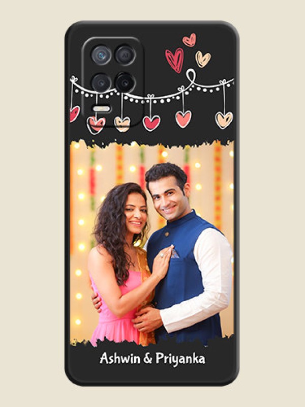 Custom Pink Love Hangings with Name on Space Black Custom Soft Matte Phone Cases - Realme 8s 5G