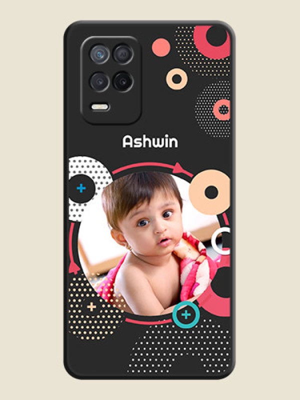 Custom Multicoloured Round Image on Personalised Space Black Soft Matte Cases - Realme 8s 5G