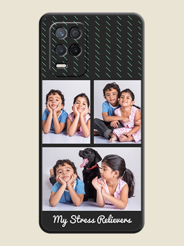 Custom Cross Dotted Pattern with 2 Image Holder  on Personalised Space Black Soft Matte Cases - Realme 8s 5G