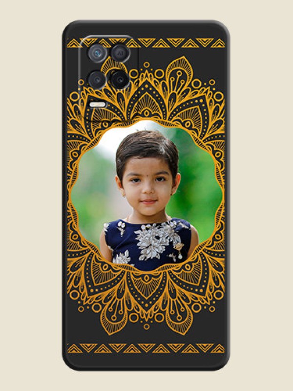 Custom Round Image with Floral Design on Photo on Space Black Soft Matte Mobile Cover - Realme 8s 5G