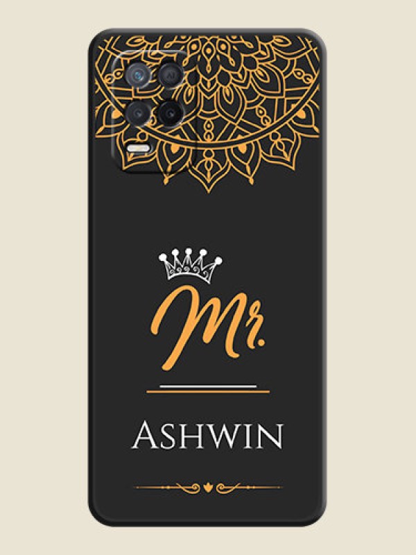 Custom Mr Name with Floral Design  on Personalised Space Black Soft Matte Cases - Realme 8s 5G