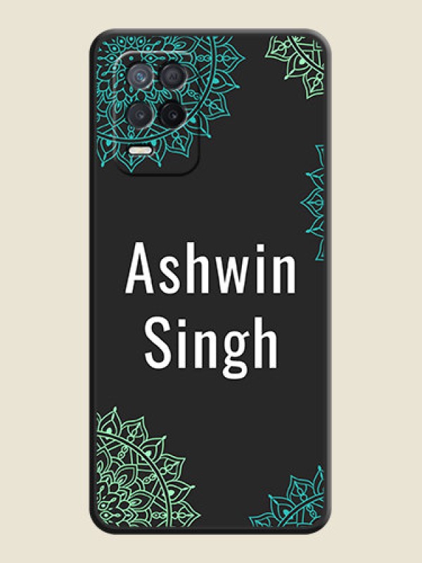 Custom Your Name with Floral Design on Space Black Custom Soft Matte Back Cover - Realme 8s 5G