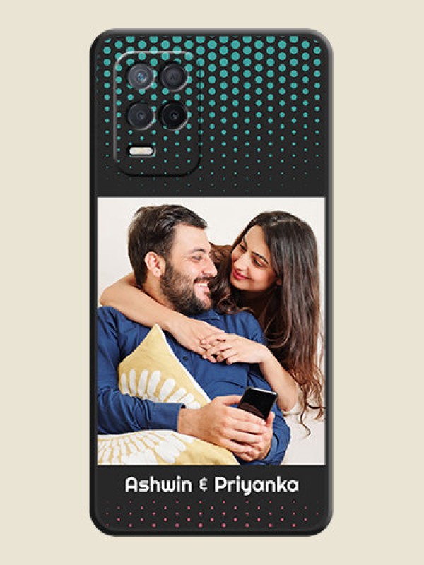 Custom Faded Dots with Grunge Photo Frame and Text on Space Black Custom Soft Matte Phone Cases - Realme 8s 5G