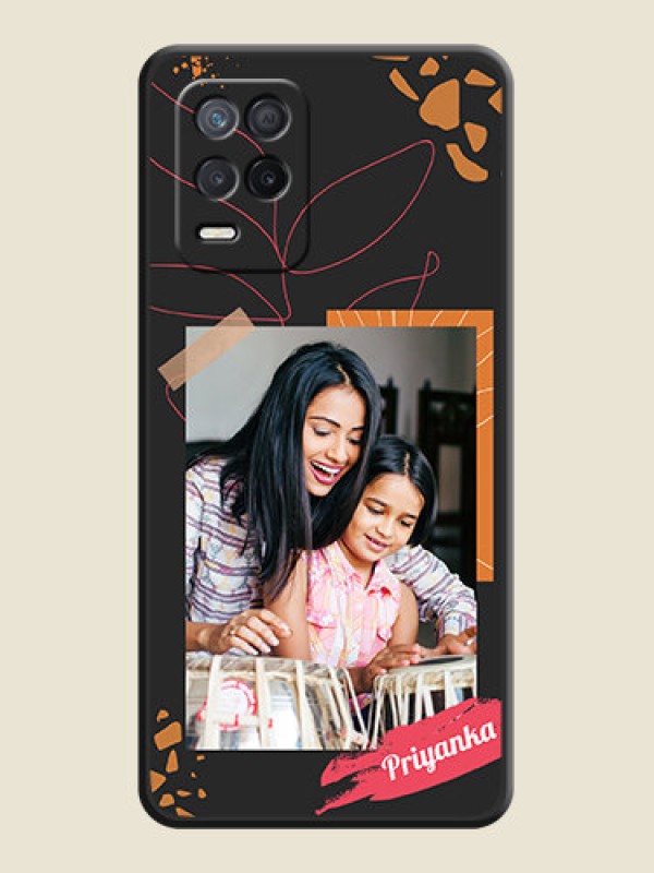 Custom Orange Photo Frame on Space Black Custom Soft Matte Phone Back Cover - Realme 8s 5G