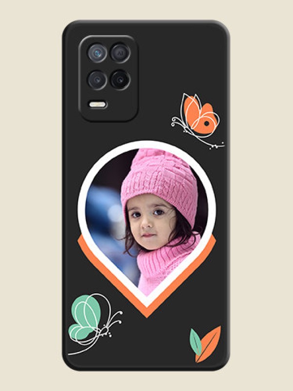 Custom Upload Pic With Simple Butterly Design On Space Black Personalized Soft Matte Phone Covers -Realme 8S 5G