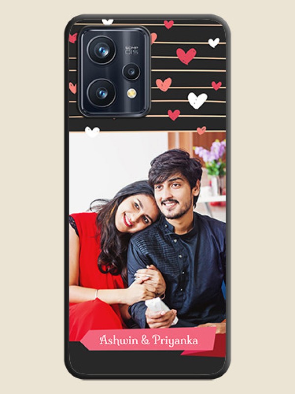 Custom Love Pattern with Name on Pink Ribbon  on Photo on Space Black Soft Matte Back Cover - Realme 9 4G