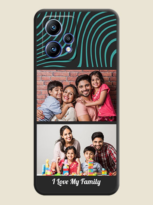 Custom Wave Pattern with 2 Image Holder on Space Black Personalized Soft Matte Phone Covers - Realme 9 4G