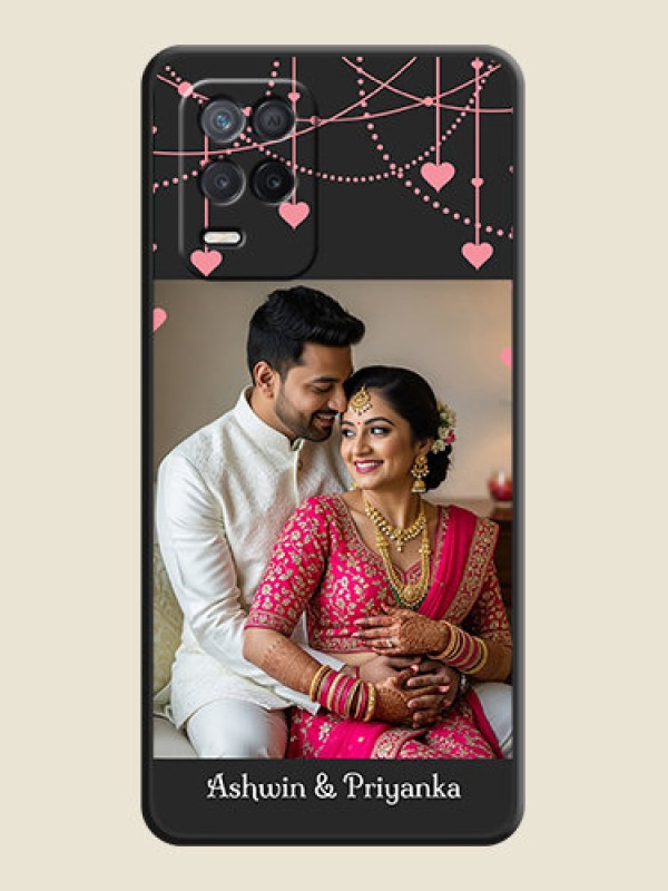 Custom Pink Love Hangings with Text on Space Black Custom Soft Matte Back Cover - Realme 9 5G