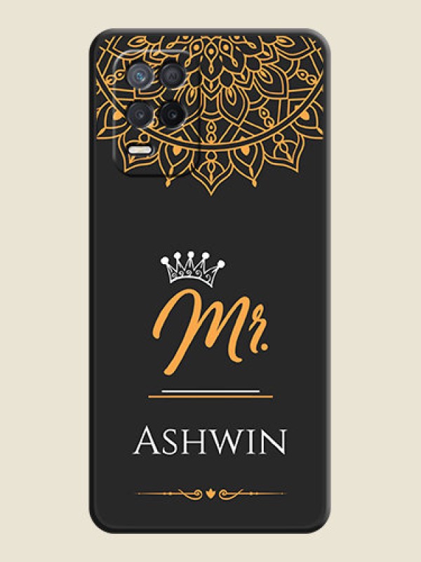 Custom Mr Name with Floral Design  on Personalised Space Black Soft Matte Cases - Realme 9 5G