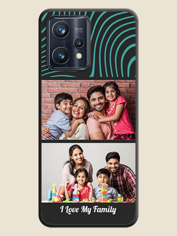 Custom Wave Pattern with 2 Image Holder on Space Black Personalized Soft Matte Phone Covers - Realme 9 Pro Plus 5G