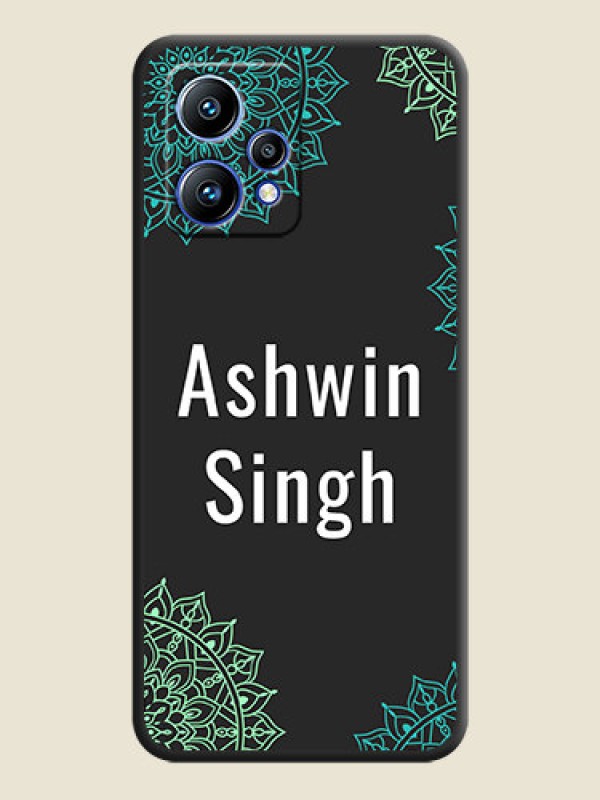Custom Your Name with Floral Design on Space Black Custom Soft Matte Back Cover - Realme 9 Pro Plus 5G