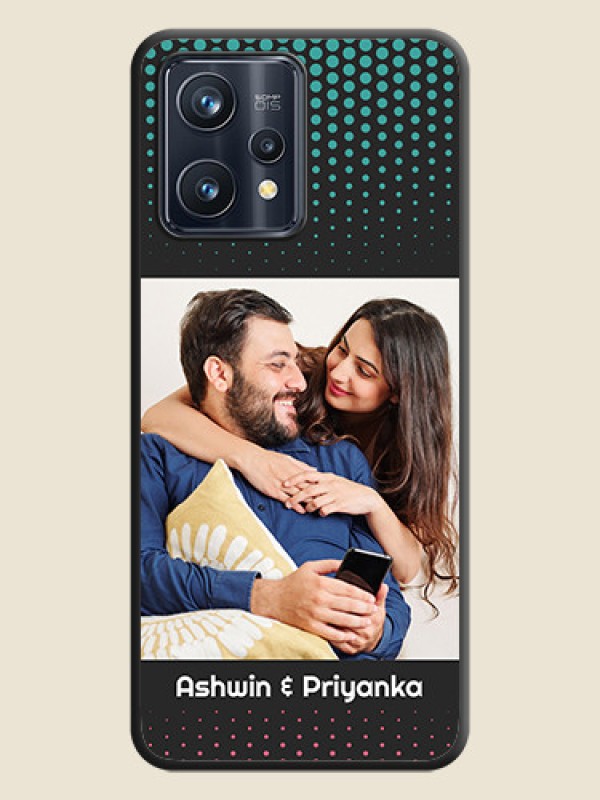 Custom Faded Dots with Grunge Photo Frame and Text on Space Black Custom Soft Matte Phone Cases - Realme 9 Pro Plus 5G