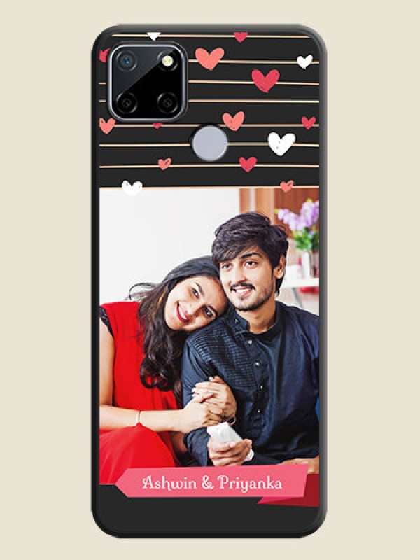 Custom Love Pattern with Name on Pink Ribbon  on Photo on Space Black Soft Matte Back Cover - Realme C12