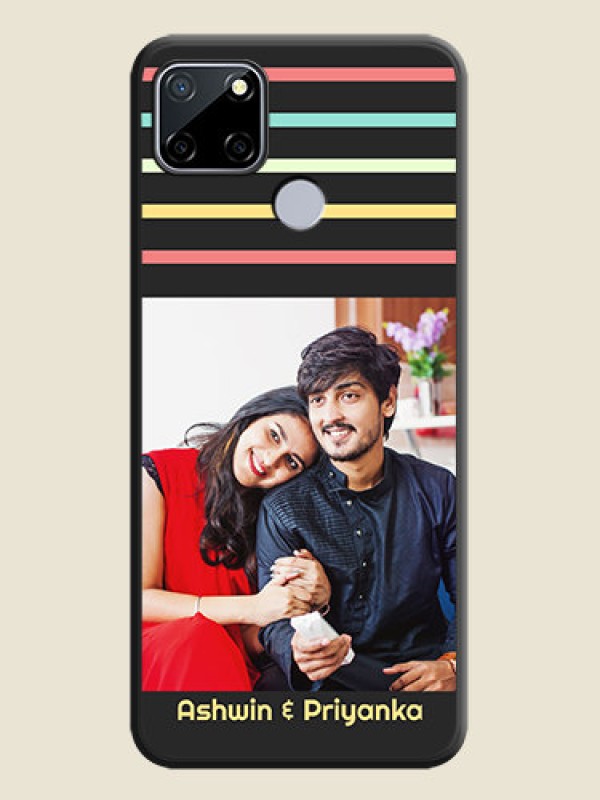 Custom Color Stripes with Photo and Text on Photo on Space Black Soft Matte Mobile Case - Realme C12