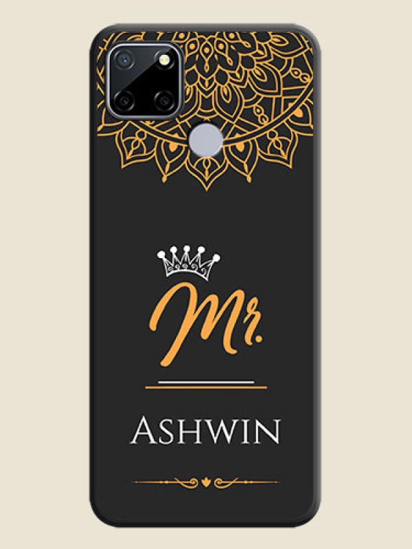 Custom Mr Name with Floral Design  on Personalised Space Black Soft Matte Cases - Realme C12