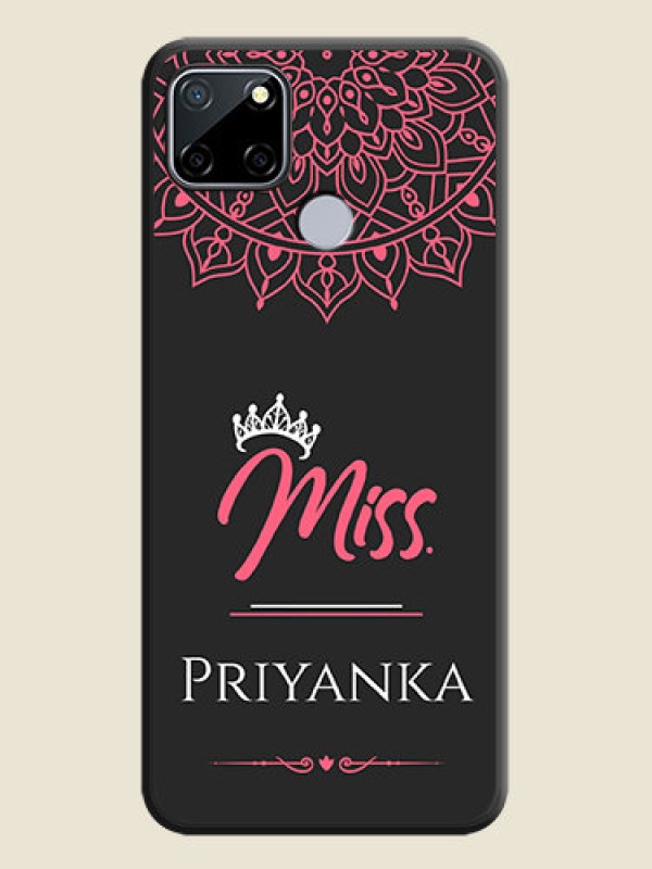 Custom Mrs Name with Floral Design on Space Black Personalized Soft Matte Phone Covers - Realme C12