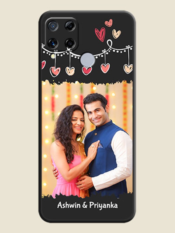 Custom Pink Love Hangings with Name on Space Black Custom Soft Matte Phone Cases - Realme C15