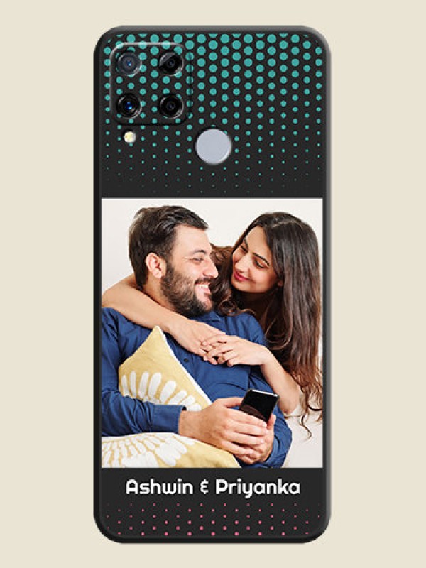 Custom Faded Dots with Grunge Photo Frame and Text on Space Black Custom Soft Matte Phone Cases - Realme C15