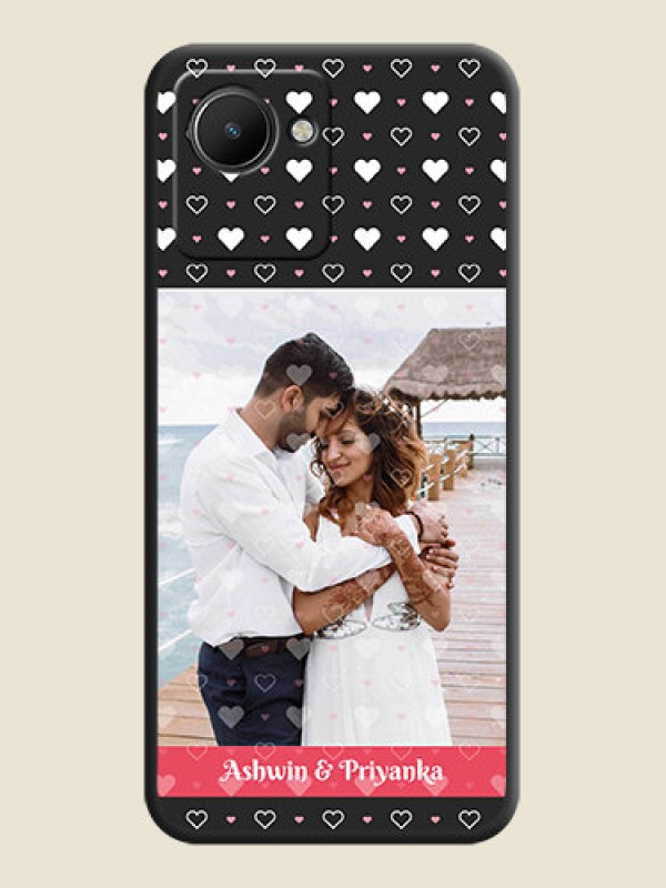 Custom White Color Love Symbols with Text Design on Photo on Space Black Soft Matte Phone Cover - Realme C30