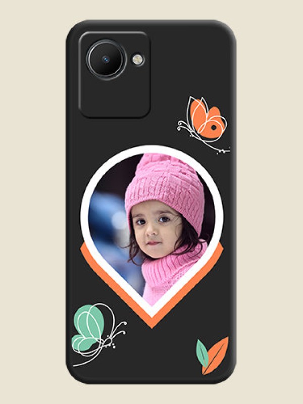 Custom Upload Pic With Simple Butterly Design On Space Black Personalized Soft Matte Phone Covers -Realme C30
