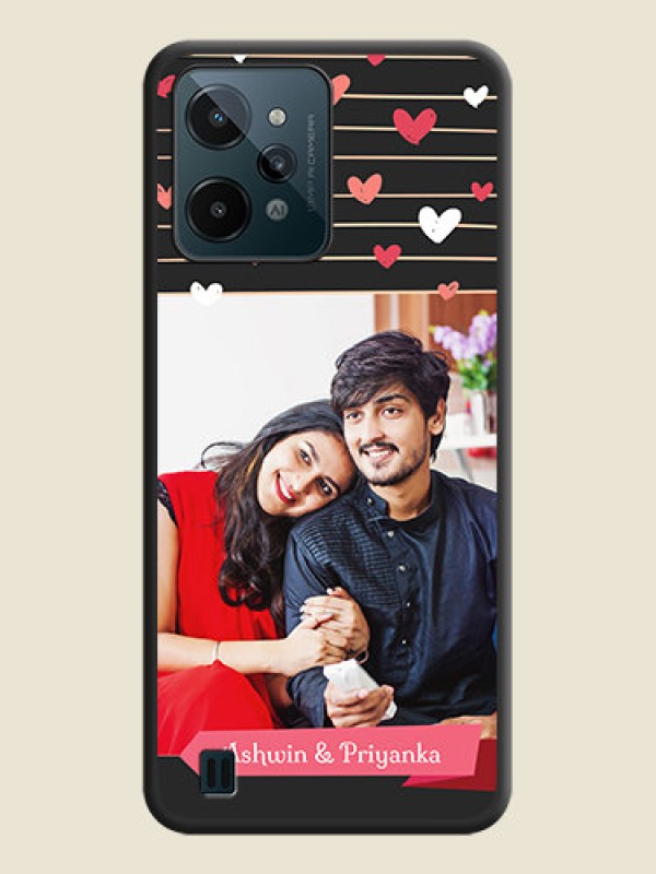 Custom Love Pattern with Name on Pink Ribbon  on Photo on Space Black Soft Matte Back Cover - Realme C31