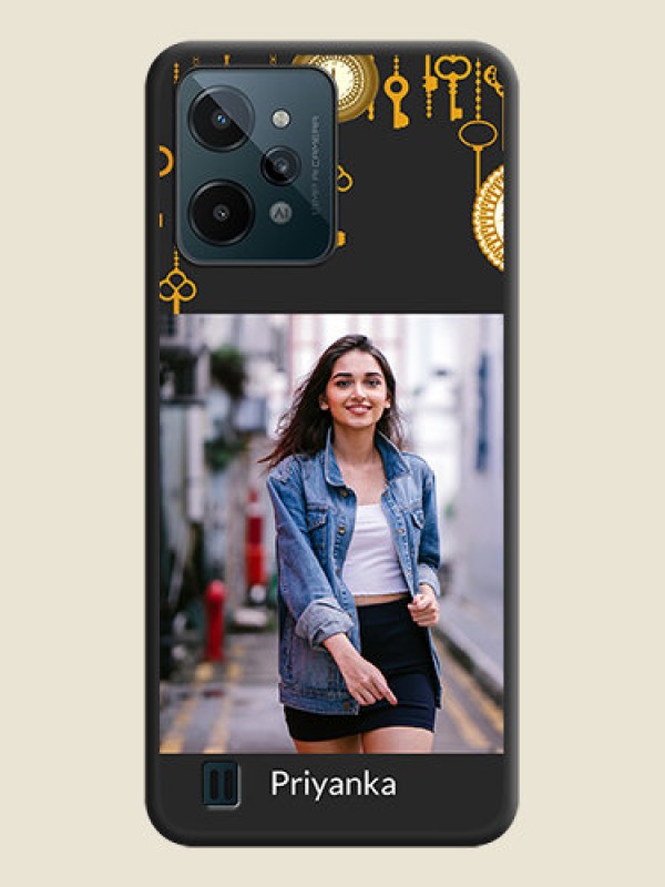 Custom Decorative Design with Text on Space Black Custom Soft Matte Back Cover - Realme C31