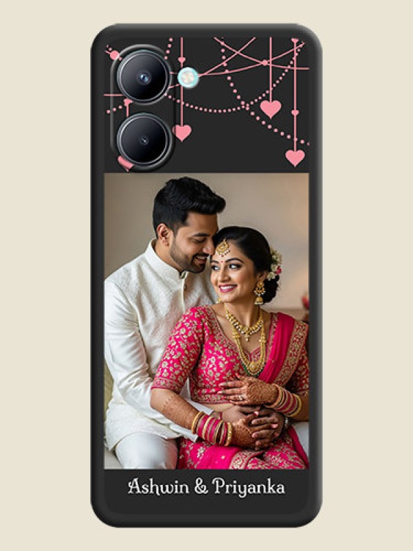 Custom Pink Love Hangings with Text on Space Black Custom Soft Matte Back Cover - Realme C33 2023