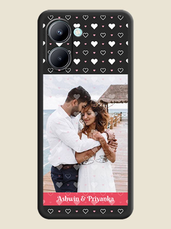 Custom White Color Love Symbols with Text Design on Photo on Space Black Soft Matte Phone Cover - Realme C33 2023