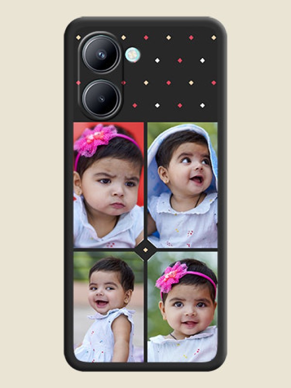 Custom Multicolor Dotted Pattern with 4 Image Holder on Space Black Custom Soft Matte Phone Cases - Realme C33 2023