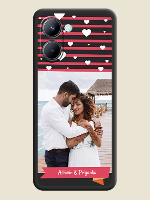 Custom White Color Love Symbols with Pink Lines Pattern on Space Black Custom Soft Matte Phone Cases - Realme C33