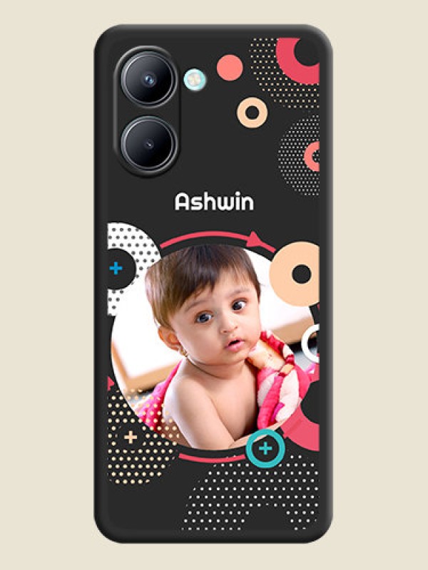 Custom Multicoloured Round Image on Personalised Space Black Soft Matte Cases - Realme C33
