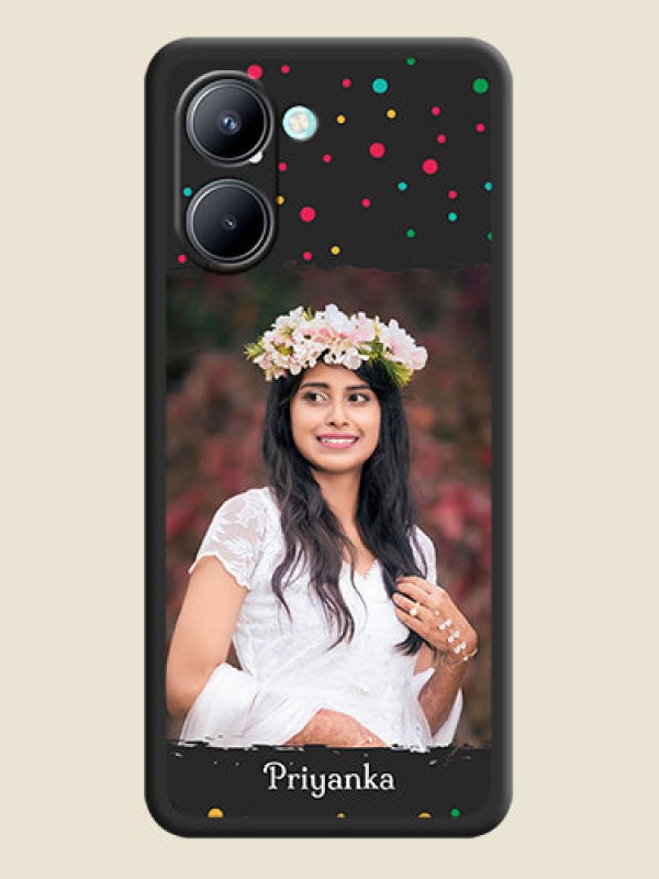 Custom Multicolor Dotted Pattern with Text on Space Black Custom Soft Matte Phone Back Cover - Realme C33