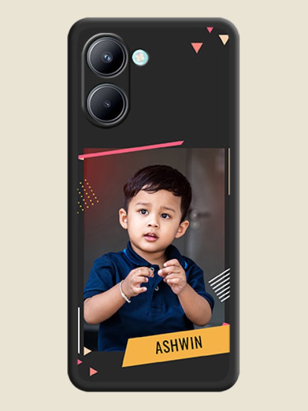Custom Photo Frame with Triangle Small Dots on Photo on Space Black Soft Matte Back Cover - Realme C33