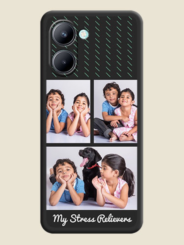 Custom Cross Dotted Pattern with 2 Image Holder  on Personalised Space Black Soft Matte Cases - Realme C33