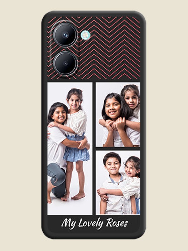 Custom Wave Pattern with 3 Image Holder on Space Black Custom Soft Matte Back Cover - Realme C33
