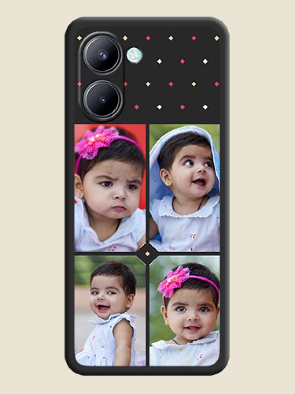 Custom Multicolor Dotted Pattern with 4 Image Holder on Space Black Custom Soft Matte Phone Cases - Realme C33