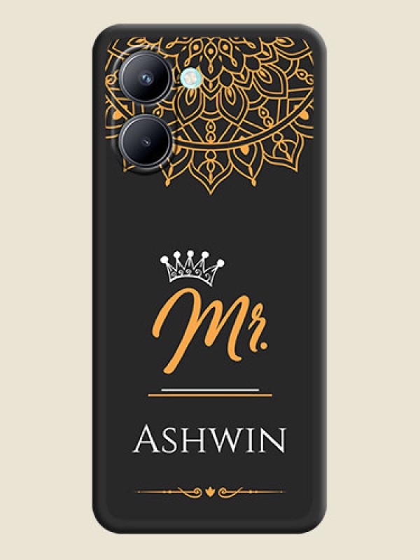 Custom Mr Name with Floral Design  on Personalised Space Black Soft Matte Cases - Realme C33