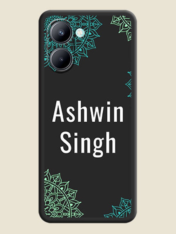 Custom Your Name with Floral Design on Space Black Custom Soft Matte Back Cover - Realme C33