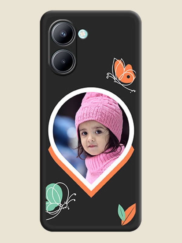 Custom Upload Pic With Simple Butterly Design On Space Black Personalized Soft Matte Phone Covers -Realme C33