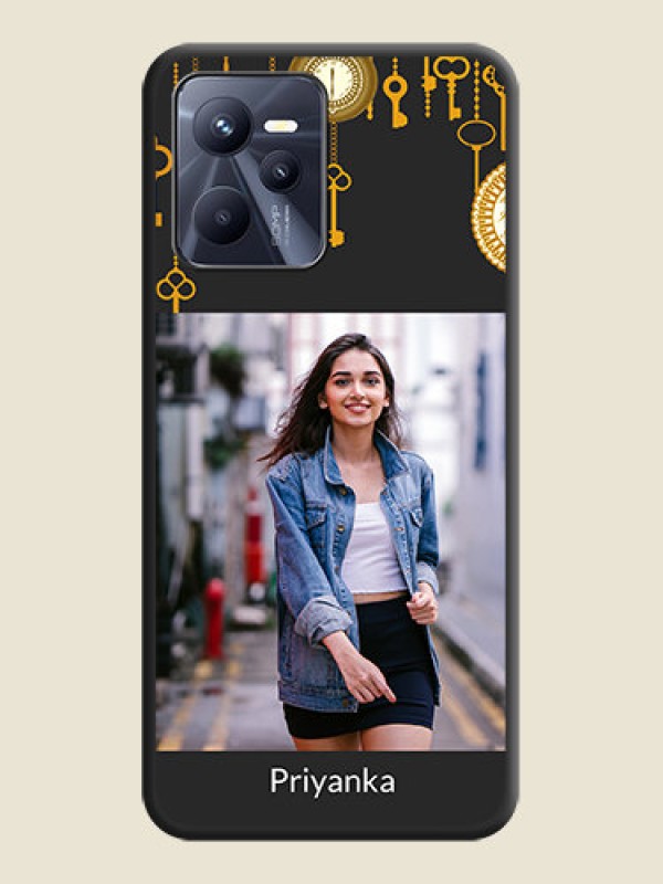 Custom Decorative Design with Text on Space Black Custom Soft Matte Back Cover - Realme C35