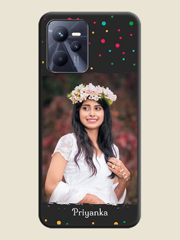 Custom Multicolor Dotted Pattern with Text on Space Black Custom Soft Matte Phone Back Cover - Realme C35