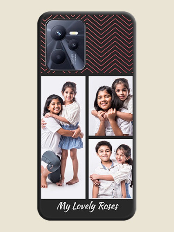 Custom Wave Pattern with 3 Image Holder on Space Black Custom Soft Matte Back Cover - Realme C35